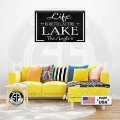 Speed Fabrication Personalized Family Name Life Is Better At The Lake Metal Sign Outdoor Patio/Lawn Metal Signs