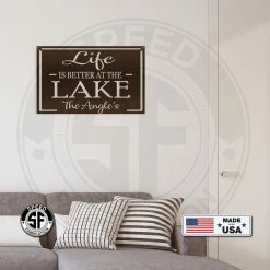 Speed Fabrication Personalized Family Name Life Is Better At The Lake Metal Sign Outdoor Patio/Lawn Metal Signs