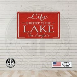 Speed Fabrication Personalized Family Name Life Is Better At The Lake Metal Sign Outdoor Patio/Lawn Metal Signs