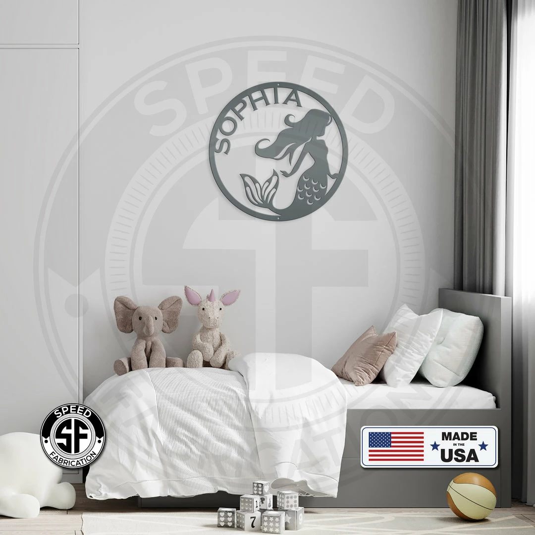 Speed Fabrication Personalized Mermaid Circle Metal Sign