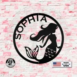 Speed Fabrication Personalized Mermaid Circle Metal Sign