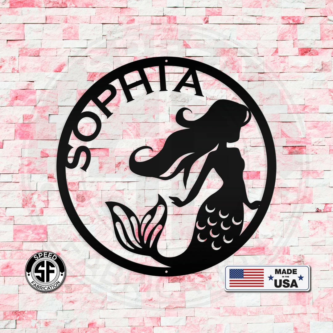 Speed Fabrication Personalized Mermaid Circle Metal Sign