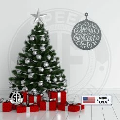 Speed Fabrication Merry & Bright Christmas Ornament Metal Sign Home Decor & Gifts