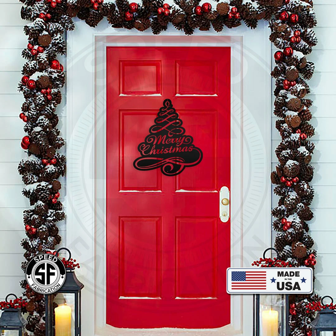 Speed Fabrication Merry Christmas Tree Metal Sign