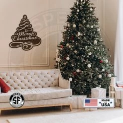 Speed Fabrication Merry Christmas Tree Metal Sign