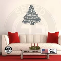 Speed Fabrication Merry Christmas Tree Metal Sign