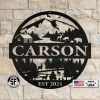 Speed Fabrication Personalized Mountain Cabin Scene With Established Date Metal Sign