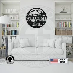 Speed Fabrication Mountain Cabin Welcome Metal Sign