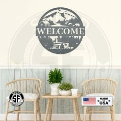 Speed Fabrication Mountain Cabin Welcome Metal Sign