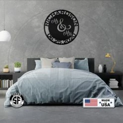 Speed Fabrication Personalized Mr. & Mrs. Monogram With Wedding Date Metal Sign