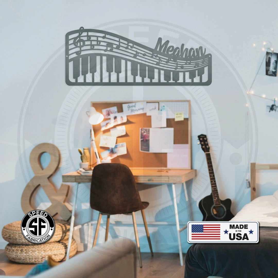 Speed Fabrication Personalized Music Staff And Piano Metal Sign