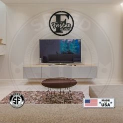 Speed Fabrication Personalized Round Monogram With Established Date Metal Sign Monograms