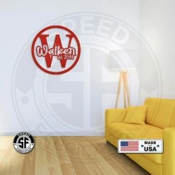 Speed Fabrication Personalized Round Monogram With Established Date Metal Sign Monograms