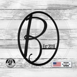 Speed Fabrication Home Decor & Gifts Monogram Established Date, Wall Hanging, Black Letter Sign Wedding Gift Personalized Monogram