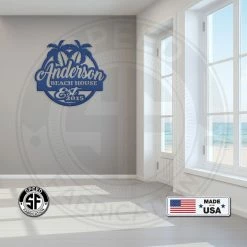 Speed Fabrication Personalized Palm Tree Family Beach House With Established Date Metal Sign- Indoor Outdoor - Pool Sign Outdoor Patio/Lawn Metal Signs