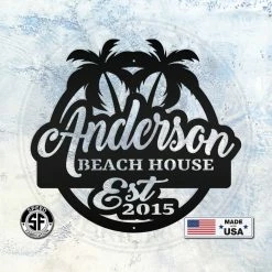 Speed Fabrication Personalized Palm Tree Family Beach House With Established Date Metal Sign- Indoor Outdoor - Pool Sign Outdoor Patio/Lawn Metal Signs