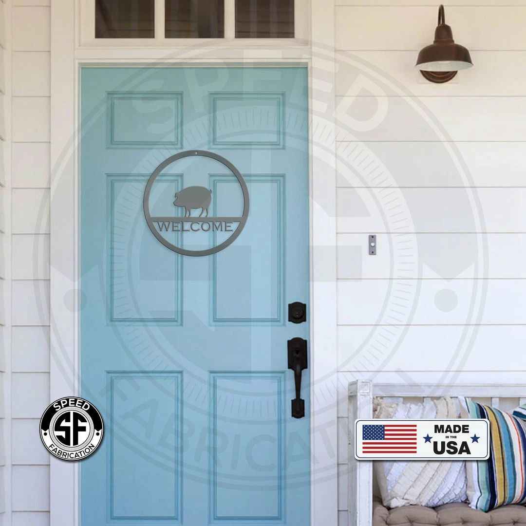 Speed Fabrication Pig Welcome Sign Monogram