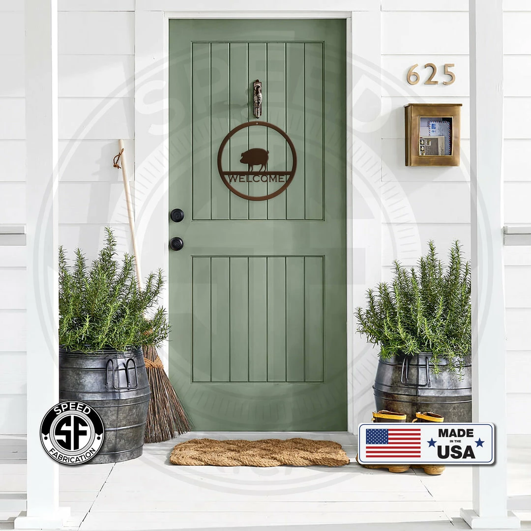 Speed Fabrication Pig Welcome Sign Monogram