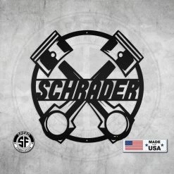 Speed Fabrication Personalized Crossed Pistons Garage Metal Sign-Garage Sign-Workshop Sign