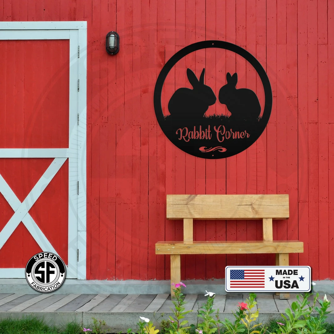 Speed Fabrication Home Decor & Gifts Rabbit Corner Farmhouse Metal Sign