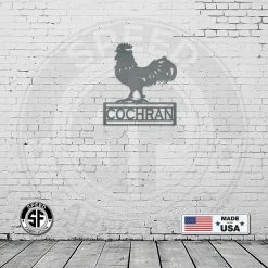 Speed Fabrication Farm Metal Signs Americana Personalized Metal Rooster Name Sign - Indoor Outdoor- Home Decor