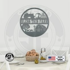 Speed Fabrication Round Farm Scene Bless This Farm Metal Sign Farm Metal Signs