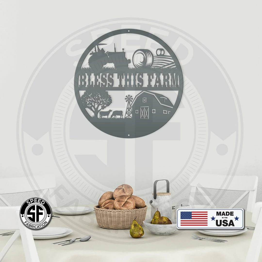 Speed Fabrication Round Farm Scene Bless This Farm Metal Sign Farm Metal Signs