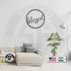 Speed Fabrication Round Blessed Metal Sign Decor
