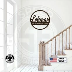 Speed Fabrication Personalized Family Name With Established Date Round Metal Sign Monograms