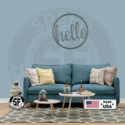 Speed Fabrication Home Decor & Gifts Outdoor Round Hello Metal Sign