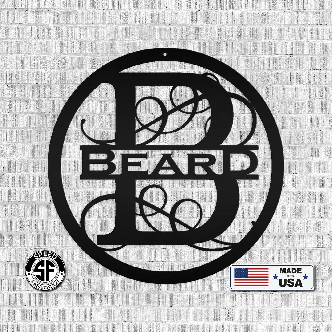 Speed Fabrication Home Decor & Gifts Round Family Name Sign With Initial