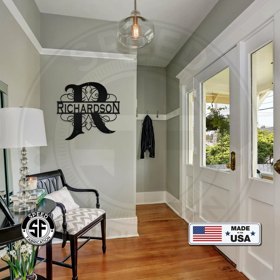 Speed Fabrication Swirl Split Personalized Metal Monogram Great Wedding Gift Home Decor & Gifts