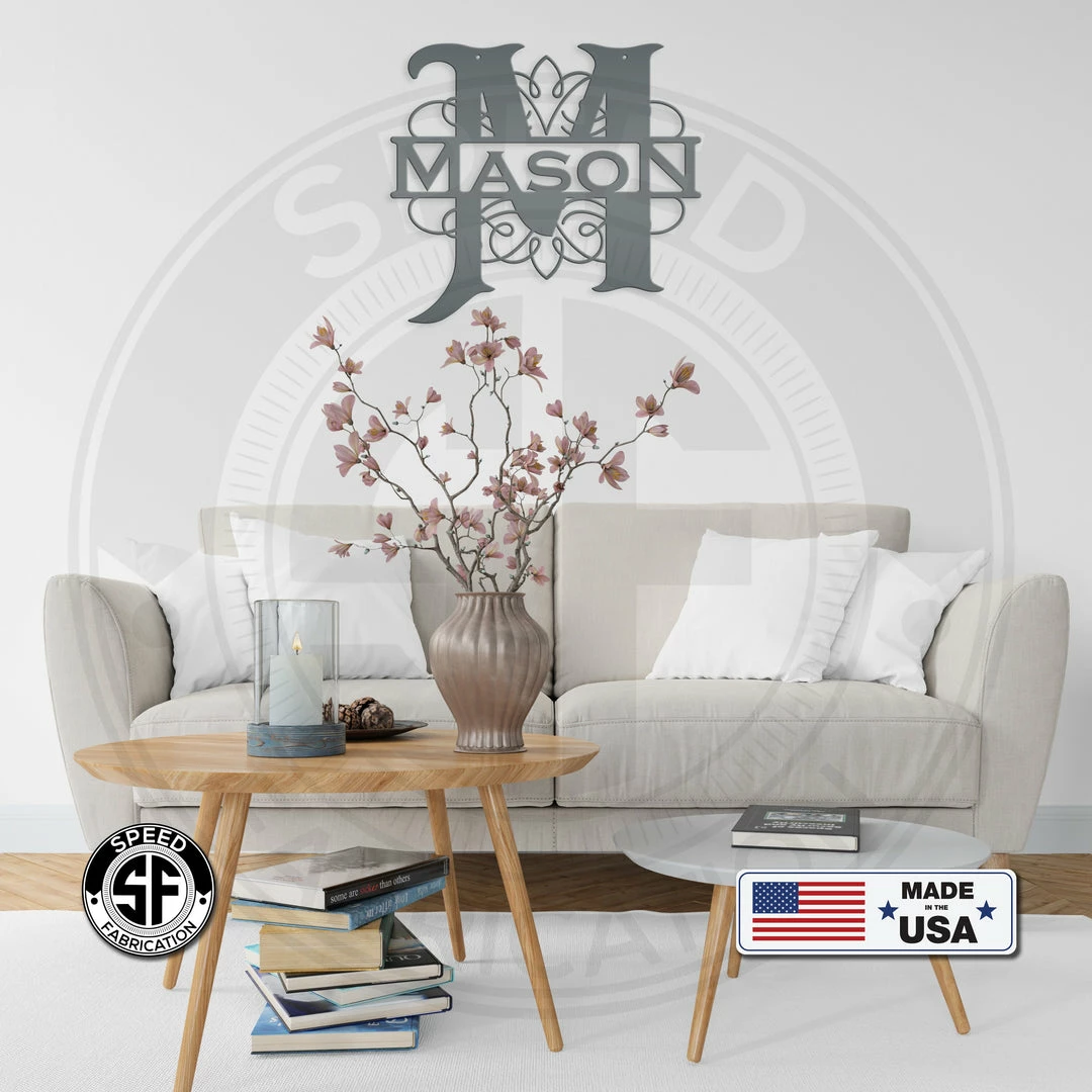 Speed Fabrication Swirl Split Personalized Metal Monogram Great Wedding Gift Home Decor & Gifts