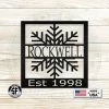 Speed Fabrication Home Decor & Gifts Personalized Snowflake Square Monogram Metal Sign