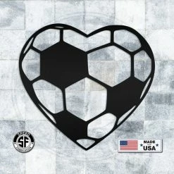 Speed Fabrication Soccer Love Heart Metal Wall Sign Home Decor & Gifts