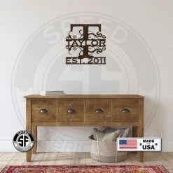 Speed Fabrication Personalized Decorative Monogram With Established Date Metal Sign