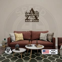 Speed Fabrication Personalized Decorative Monogram With Established Date Metal Sign