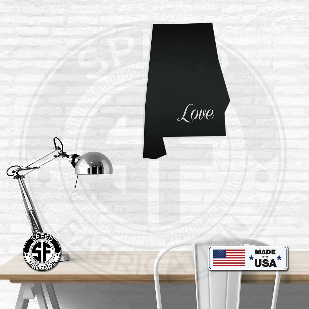 Speed Fabrication Love State Metal Sign City Skyline