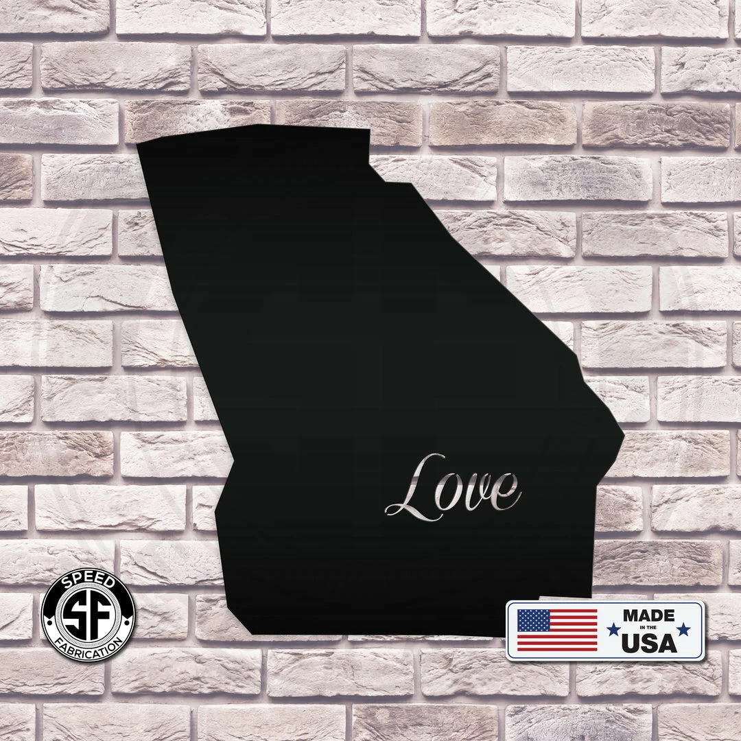 Speed Fabrication Love State Metal Sign City Skyline