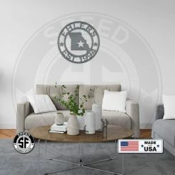 Speed Fabrication State Sign With Last Name - Choose Your State City Skyline