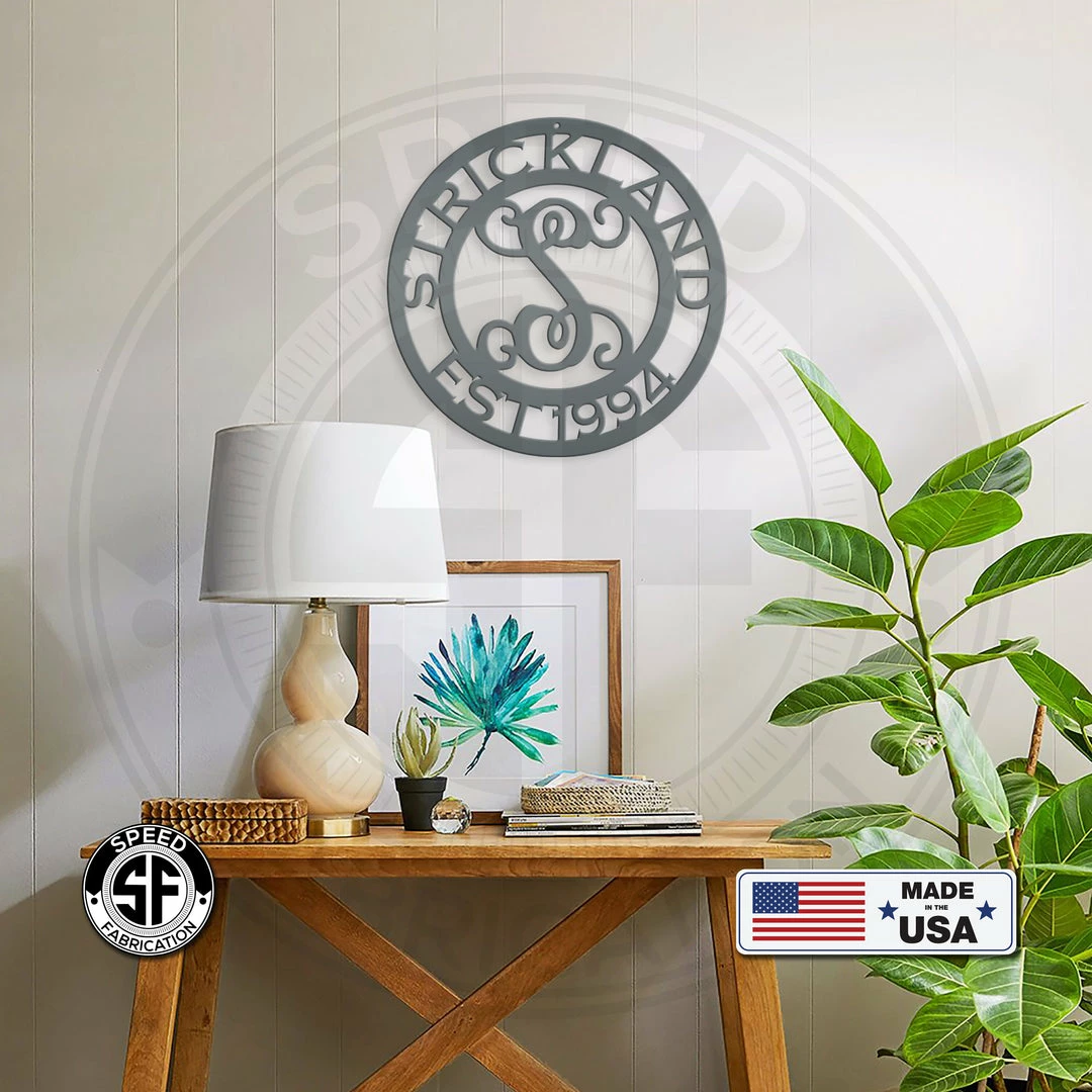 Speed Fabrication Family Name Established Date Round Sign Home Decor & Gifts