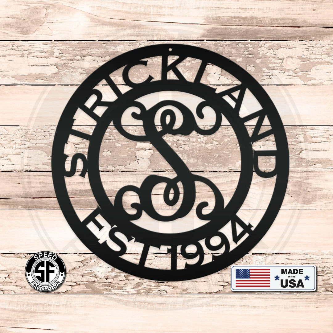 Speed Fabrication Family Name Established Date Round Sign Home Decor & Gifts