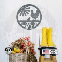 Speed Fabrication Personalized Family Farm With Established Date Chicken Metal Sign Farm Metal Signs