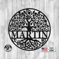 Speed Fabrication Round Tree Monogram Metal Sign