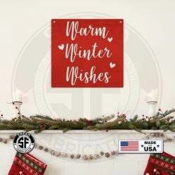 Speed Fabrication Warm Winter Wishes Christmas Metal Sign
