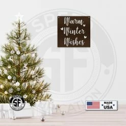Speed Fabrication Warm Winter Wishes Christmas Metal Sign