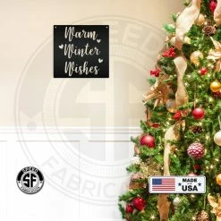 Speed Fabrication Warm Winter Wishes Christmas Metal Sign