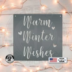 Speed Fabrication Warm Winter Wishes Christmas Metal Sign