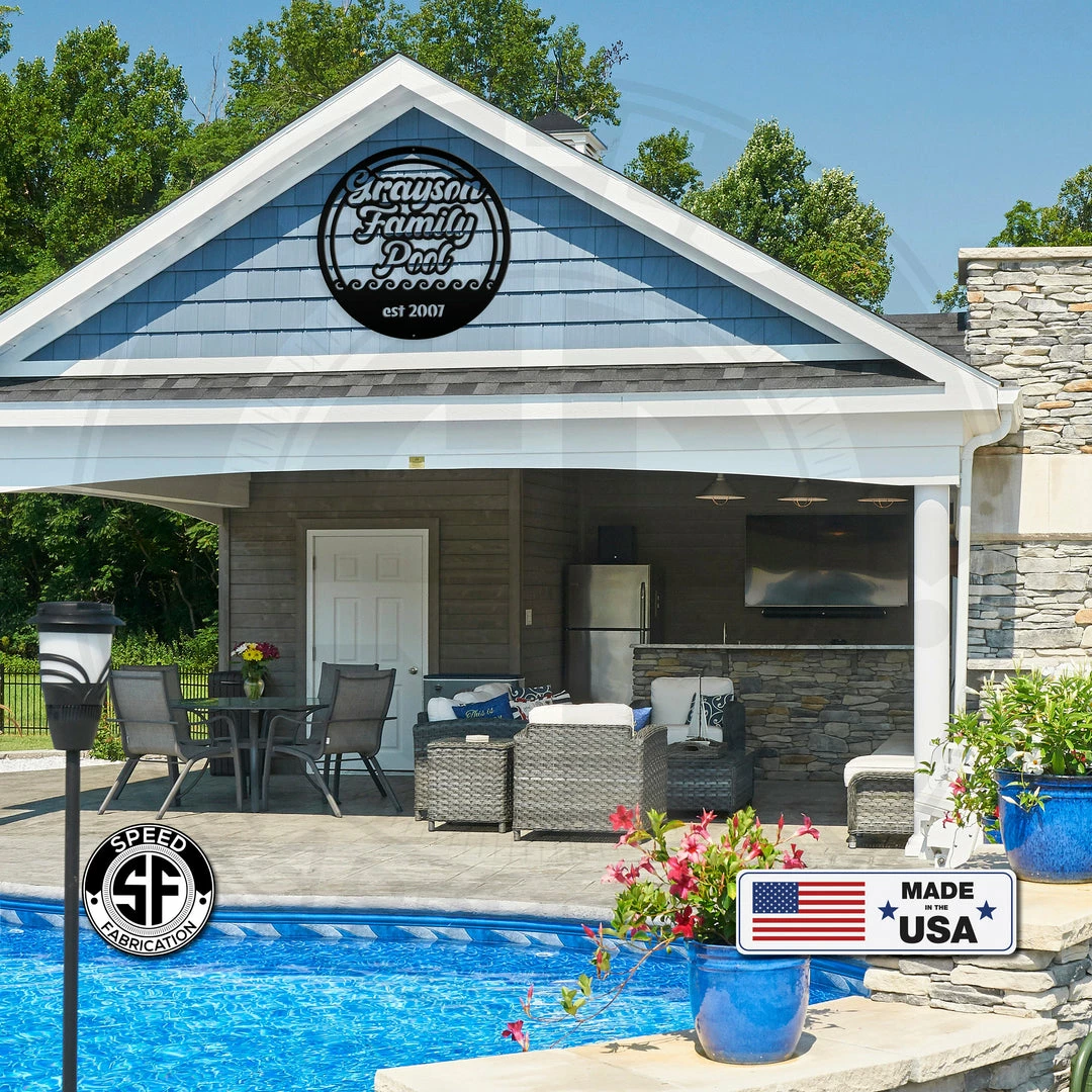 Speed Fabrication Round Family Pool Waves With Year Established Home Decor & Gifts