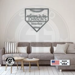 Speed Fabrication Home Decor & Gifts Welcome To Homebase Family Name Sign - Baseball Decor